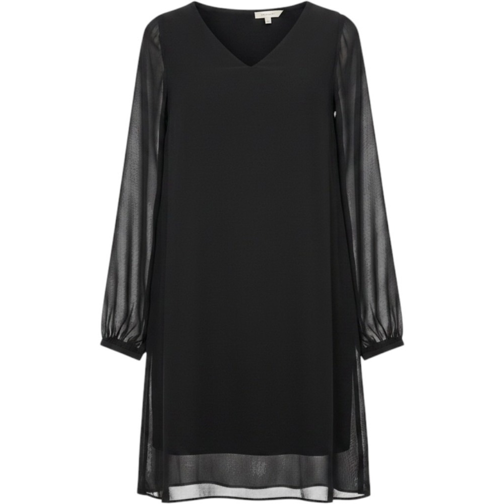 New Tash + Sophie Black Open Shoulder V-Neck Shift Mini Dress Small Chic Minimal